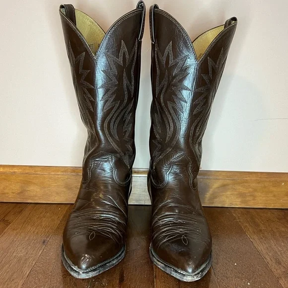 Nocona vintage brown cowboy boots size 9.5 Women’s 9 1/2 S91 - Picture 2 of 16